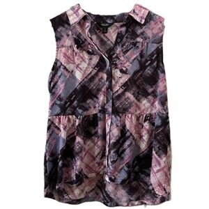 Simply Vera Vera Wang Purple Pink Black‎ Sleeveless Blouse Size Small